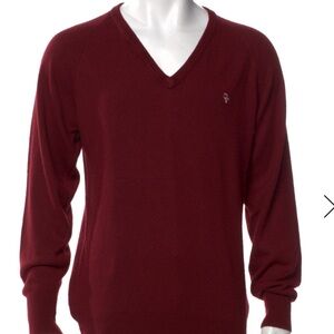 Christian Dior Monsieur Pullover Burgundy Long Sleeve with V-Neck